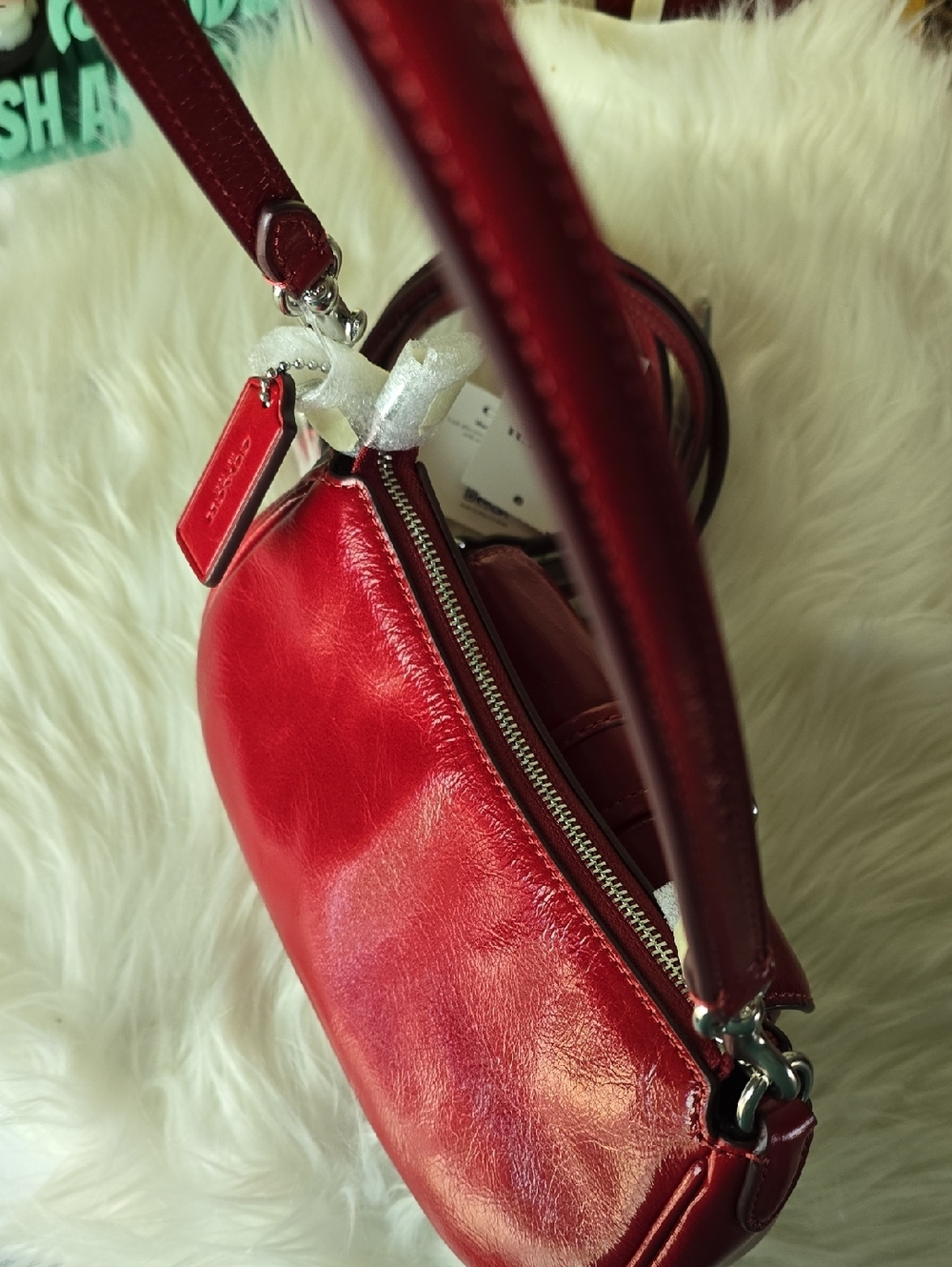 Coach NWT Ashton Mini Red Leather Buckle-Front Crossbody Bag Or Clutch So Cute - Picture 13 of 16